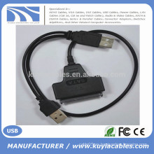 High Speedr 2Male USB 2.0 a SATA Cable 15 + conector de 7 pines para disco duro de 2,5 &quot;